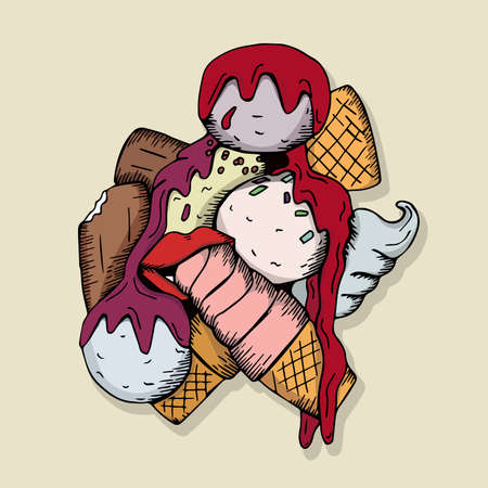 Ice Cream isolated on beige backgroundのイラスト素材