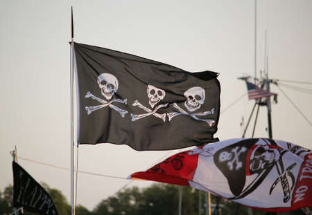 Pirate Flag at Duskの写真素材