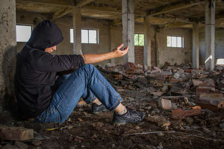 Dark Mood, Psychological Distress, Mental Illness and Addiction themed の写真素材