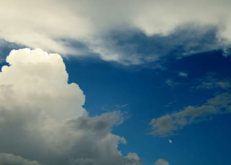 blue sky, clouds and moon
