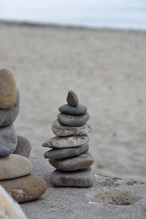 Rocks balanced on the beach