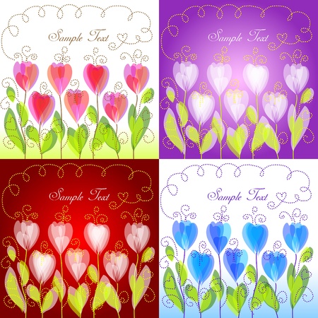 Set of floral backgroundsのイラスト素材