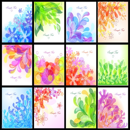 Set of floral backgroundsのイラスト素材