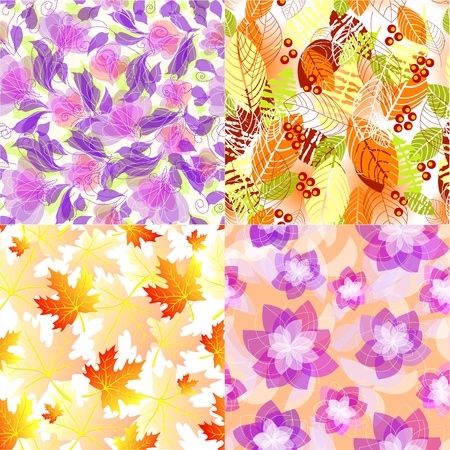 Set of seamless floral patternsのイラスト素材