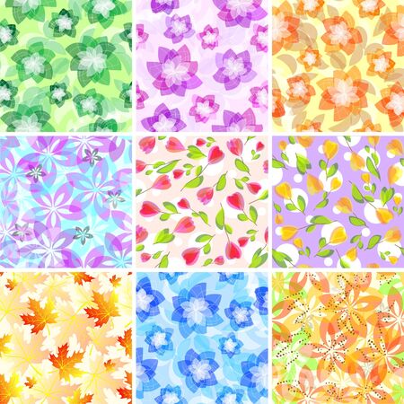 Set of seamless floral patternsのイラスト素材