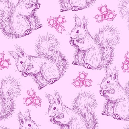 Seamless pattern with squirrelsのイラスト素材