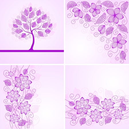 Set of vintage floral backgroundsのイラスト素材