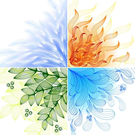 4 elements. Set of four beautiful backgroundsのイラスト素材