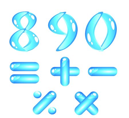 Blue aquatic shiny alphabet. Digits (part2)のイラスト素材