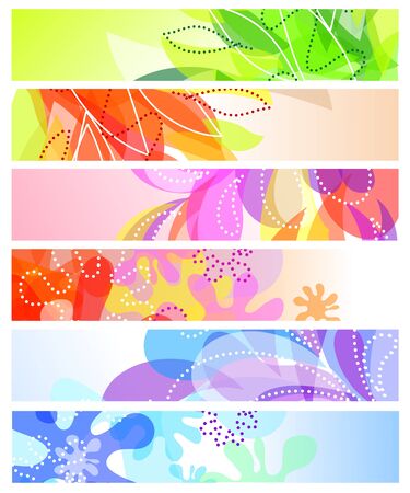 Set of six horizontal decorative banners backgroundsのイラスト素材