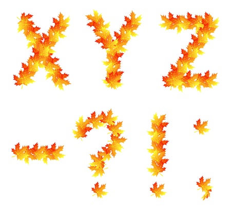 Alphabet made from autumn falling maple leavesのイラスト素材