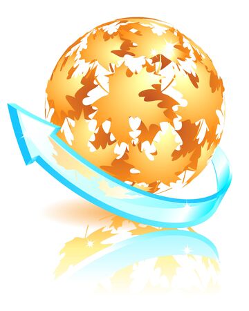 Autumn sphere made from falling maple leavesのイラスト素材