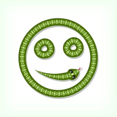 Font made from green snake. Smiley symbolのイラスト素材