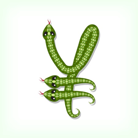 Font made from green snake. Yen symbolのイラスト素材
