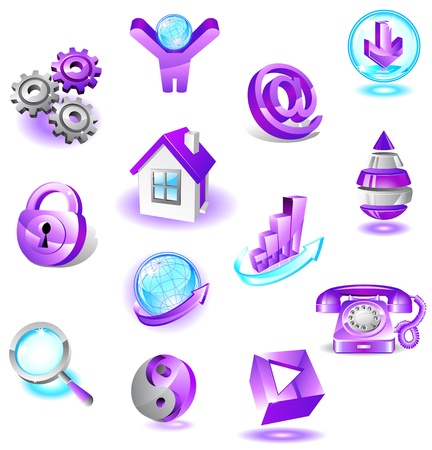 Set of violet web iconsのイラスト素材