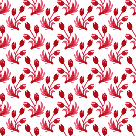 Watercolor seamless floral pattern with cute leaves