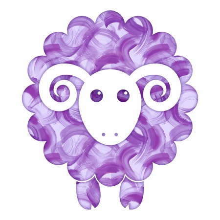 Watercolor painted cute Sheep flat icon vector illustration.のイラスト素材