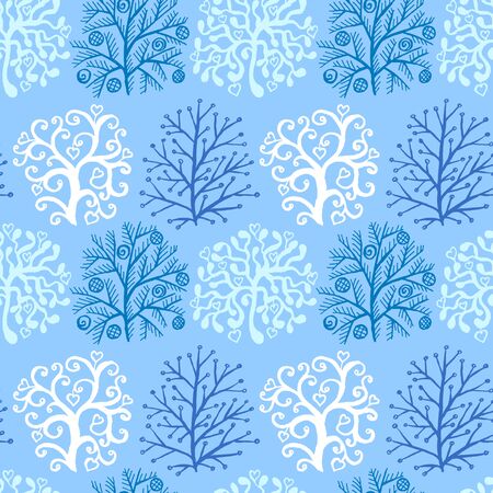 Seamless pattern with cute abstract decorative treesのイラスト素材