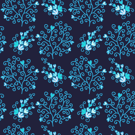 Seamless floral pattern with cute abstract decorative branches vector illustrationのイラスト素材