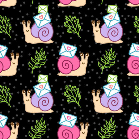 Cute Snail Mailのイラスト素材