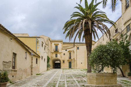 Sicilian courtyard, Noto, Sicily, Italyの写真素材