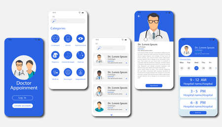 medical appointment booking app ui kit design.doctor app UI kit design.doctor appointment app ui.