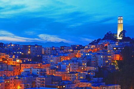 The Night Scene of Coit Tower の写真素材