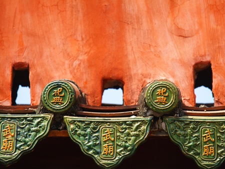 Closeup Picture of Rooftop in Official God of War Temple, Tainan, Taiwanの写真素材