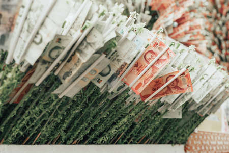 CHIANG MAI, THAILAND - On November 17, 2018: Money donation Religious ceremony Kathin at Wat Phra Non Mae Pu Khaのeditorial素材