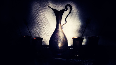 Antique silver setの写真素材