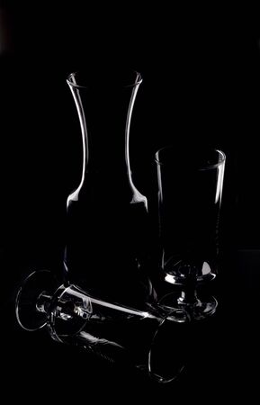 glass of wine and carafeの写真素材