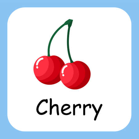 Cherry Clip Art, Illustration for Kids, Flat Design Vector Illustration
