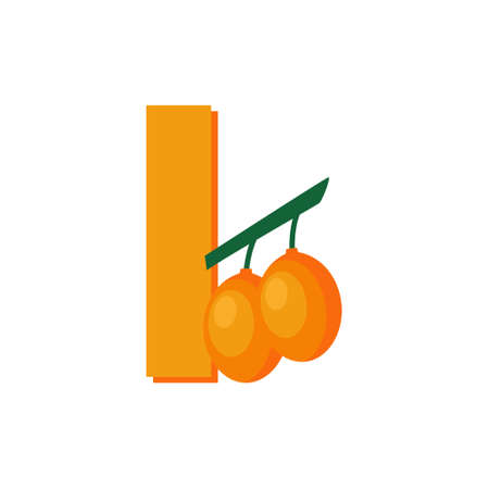 Alphabet Fruits Imbe, Clip Art Vector Flat Design, Illustration for kids, Letter Iのイラスト素材
