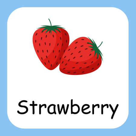 Strawberry Clip Art, Illustration for Kids, Flat Design Vector Illustrationのイラスト素材