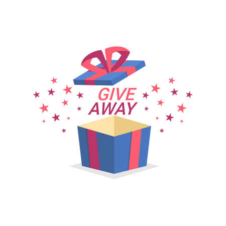 Gift away box surprise Flat Design Vector illustration