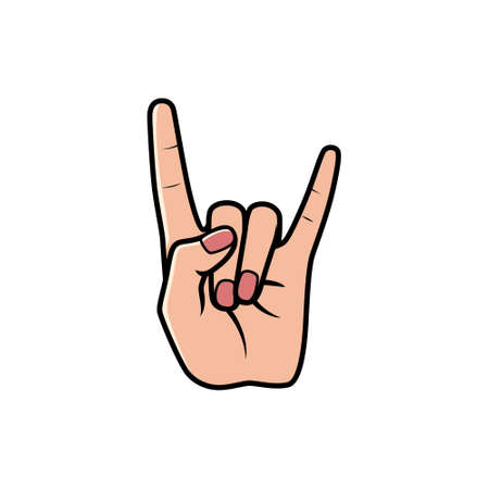 Illustration of Horn Sign Hand Sign Isolated on a white background. Icon Design Vector Illustration.のイラスト素材