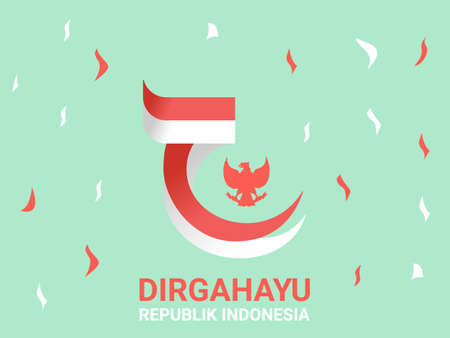 Indonesia Independence Day Celebration Logo Background Poster- Vector Designのイラスト素材
