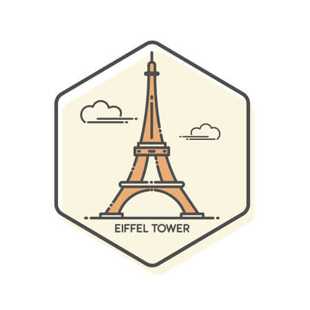 Eiffel Tower Outline Icon, Paris, France, Outline Icon -  Landmarks Building icon - line icon - vector illustrationのイラスト素材