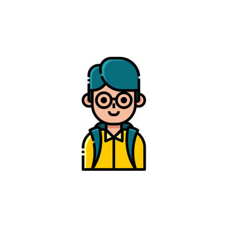 Male Student Lineal Icon - Back-to-school icon vector illustration - Isolated on a white backgroundのイラスト素材