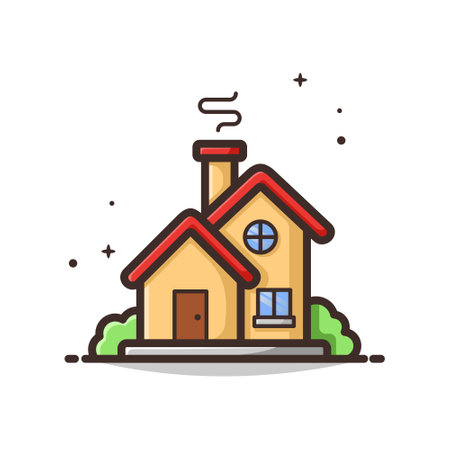 House Cartoon Vector Illustration - Isolated on a White Background.のイラスト素材