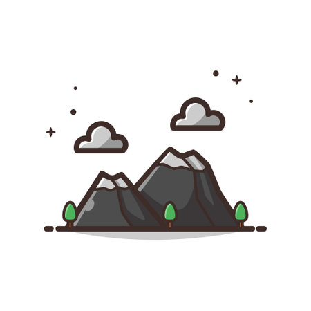 Mountain Cartoon Vector Illustration - Isolated on a White Background.のイラスト素材
