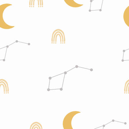 Stars moon stars constellation seamless pattern