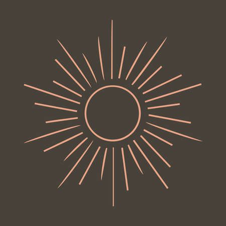 Hand drawn sun poster symbolic representation vectorのイラスト素材