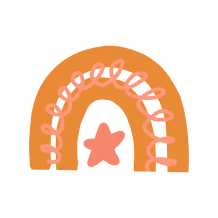 Pink and brown boho rainbow design isolated vectorのイラスト素材