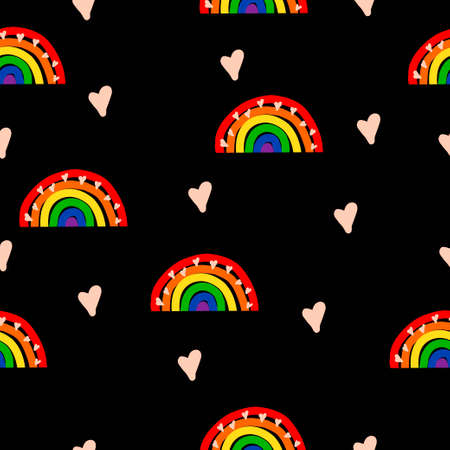 Vector seamless pattern lgbt pattern pride rainbow on blackのイラスト素材