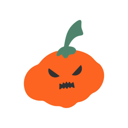 Halloween pumpkin with scary face on whiteのイラスト素材