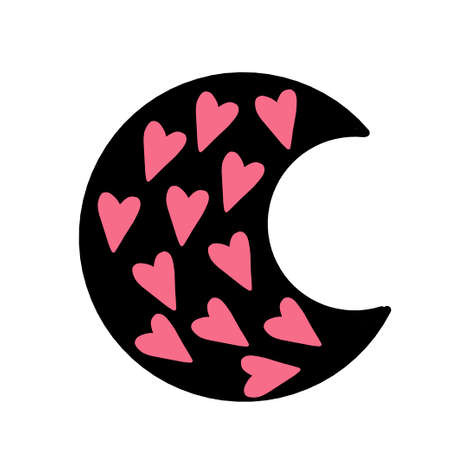 crescent moon boho mystical st valentines day vector illustrationのイラスト素材
