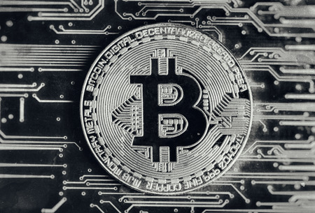 bitcoin coin. abstract background of cryptocurrencyの写真素材