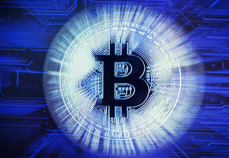 bitcoin coin. abstract background of cryptocurrencyの写真素材