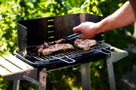 Grilled meat, barbecue. Spring time.の写真素材